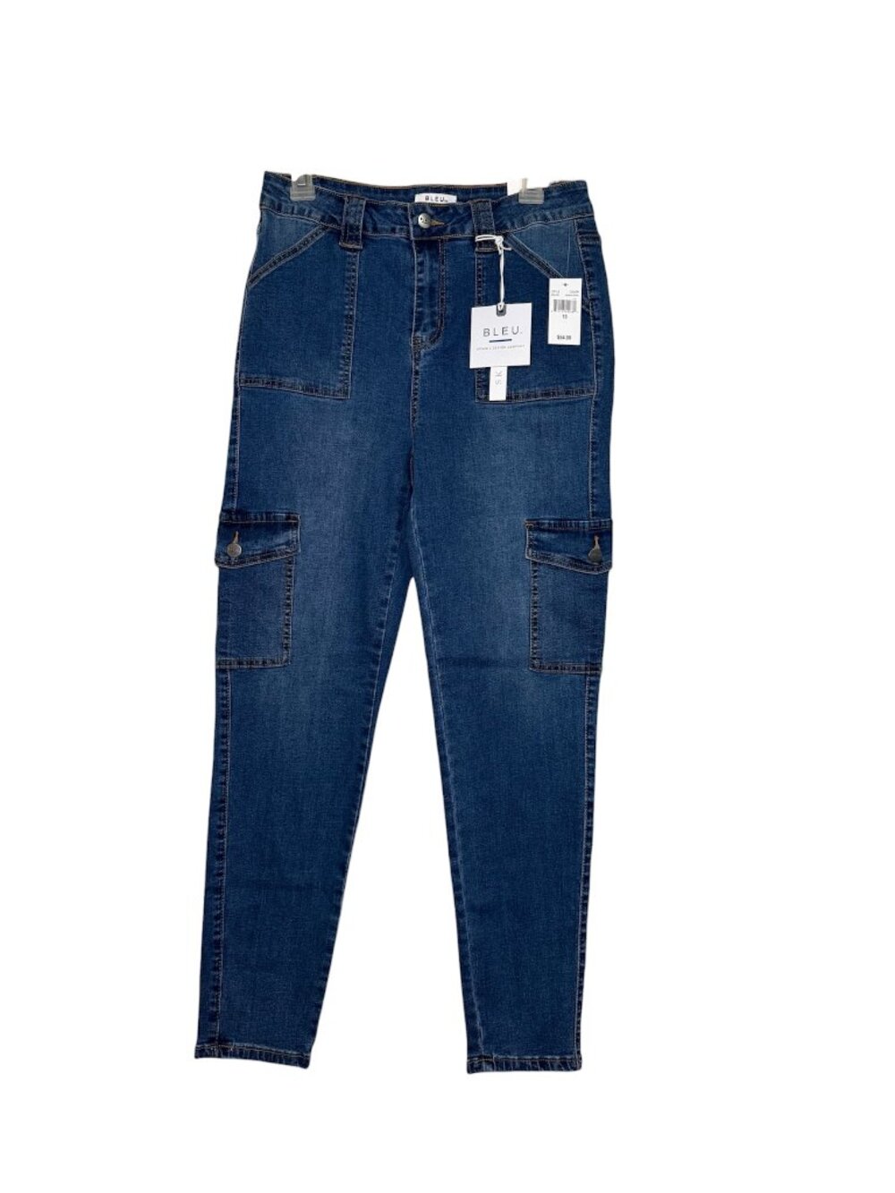 NWT BLEU Medium Wash Skinny Jeans Cargo Pockets Size 10